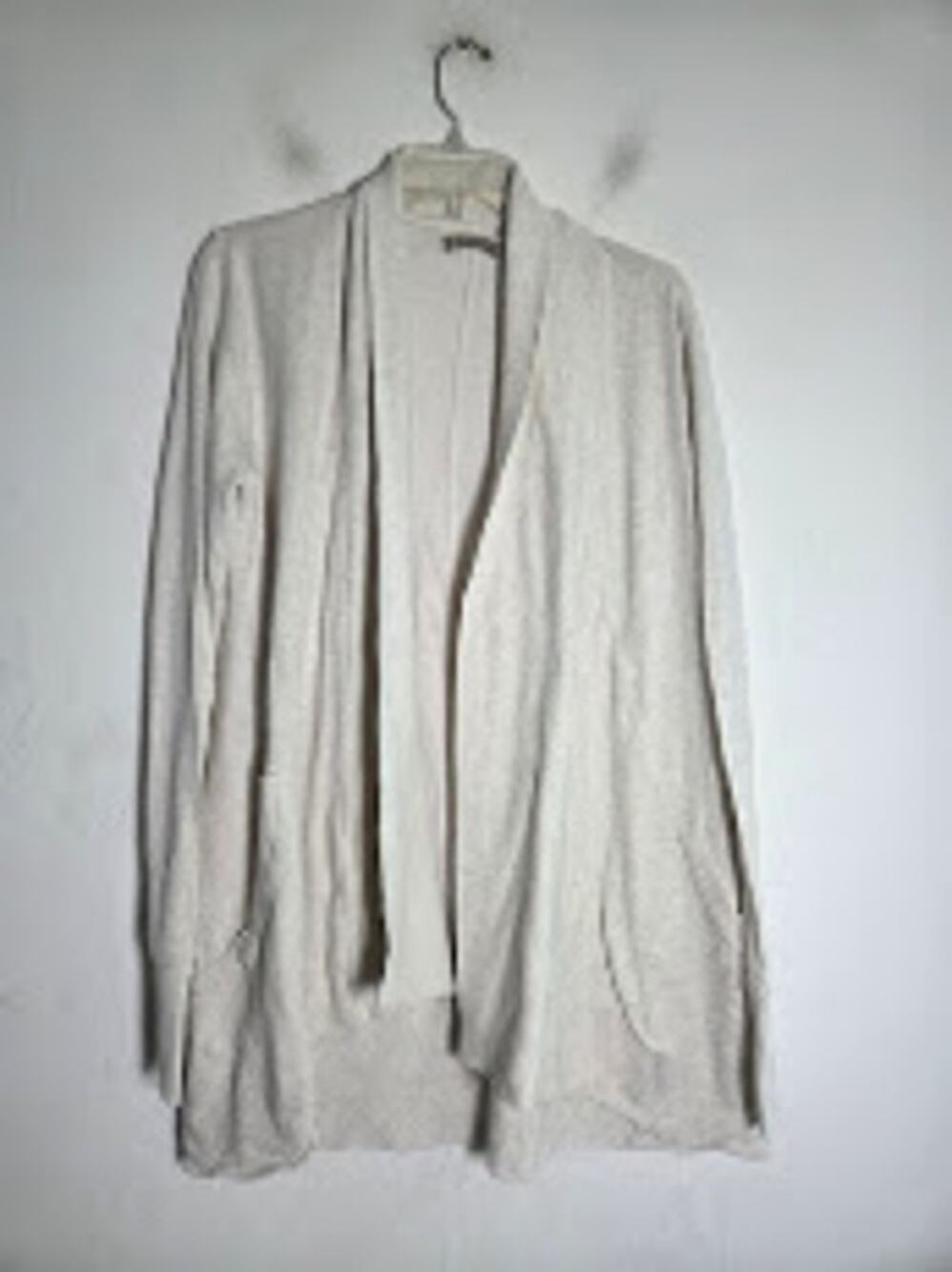 Athleta Light Grey Modal/Cotton Tunic Length Open Knit Cardigan sz Medium Tall
